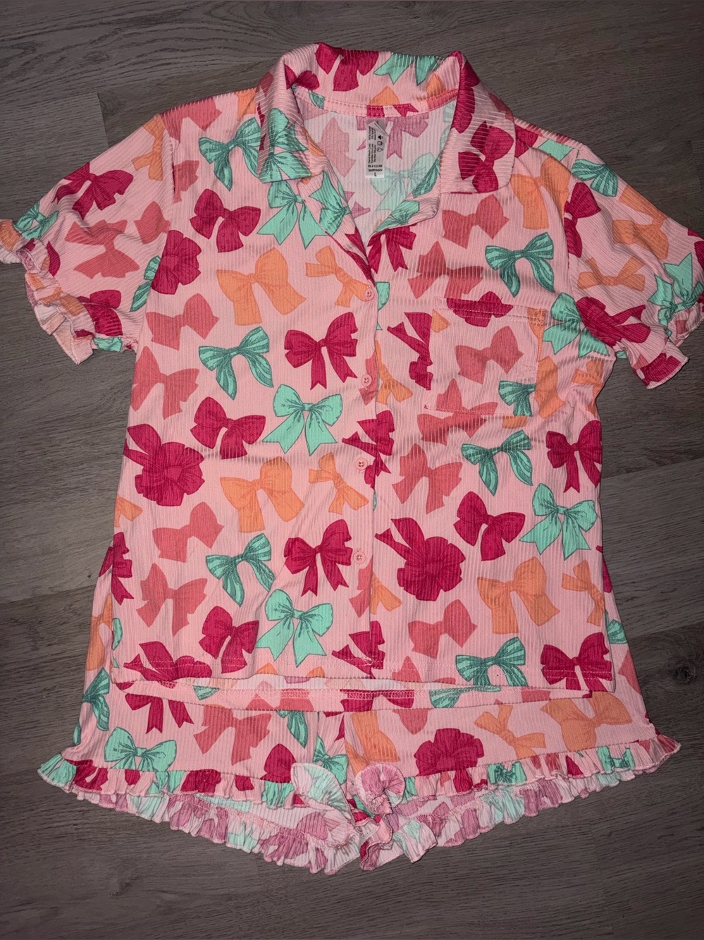 Women’s French Affair Pink Bow-Print Short Pajama Set